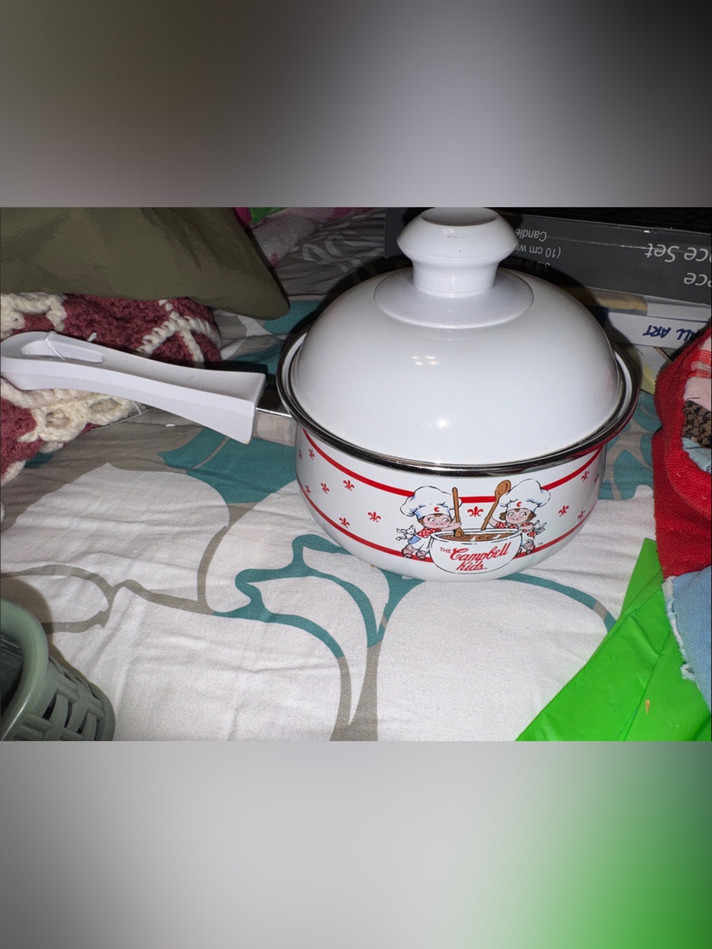 Gibson White and Red Chef Pattern Covered Saucepan with Handle